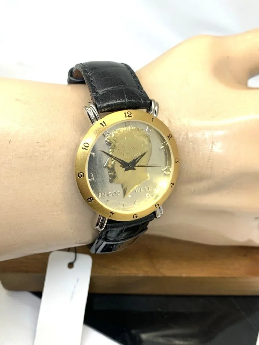Brittania Men's Watch Vintage Liberty Kennedy USA Silver Coin Quartz Black Strap